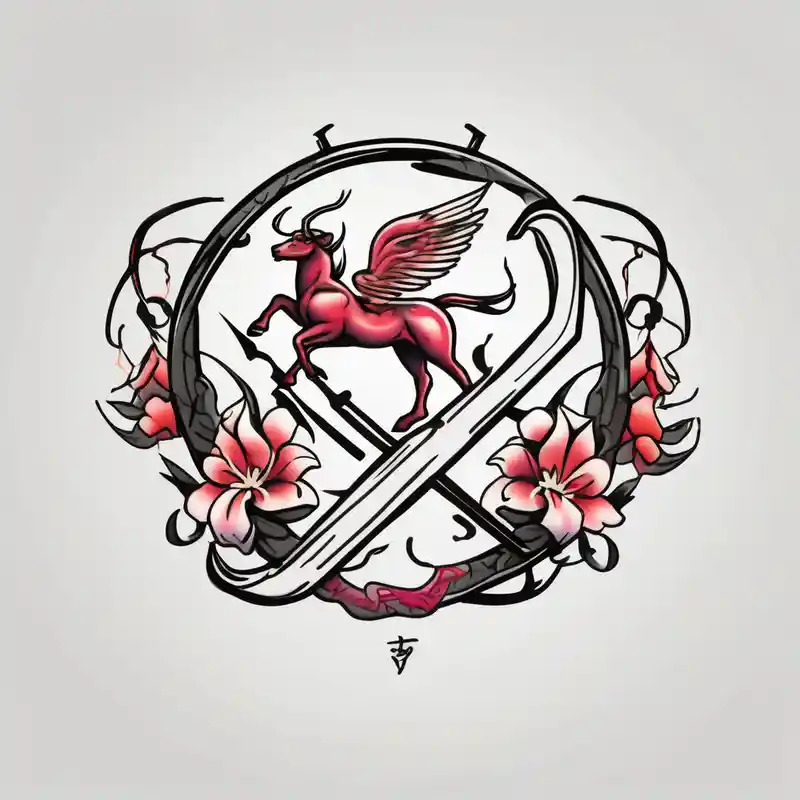 I want a small tattoo with a Sagittarius sign but incorporate Lillie's into it and give it a Japaneese feel floral sleeve